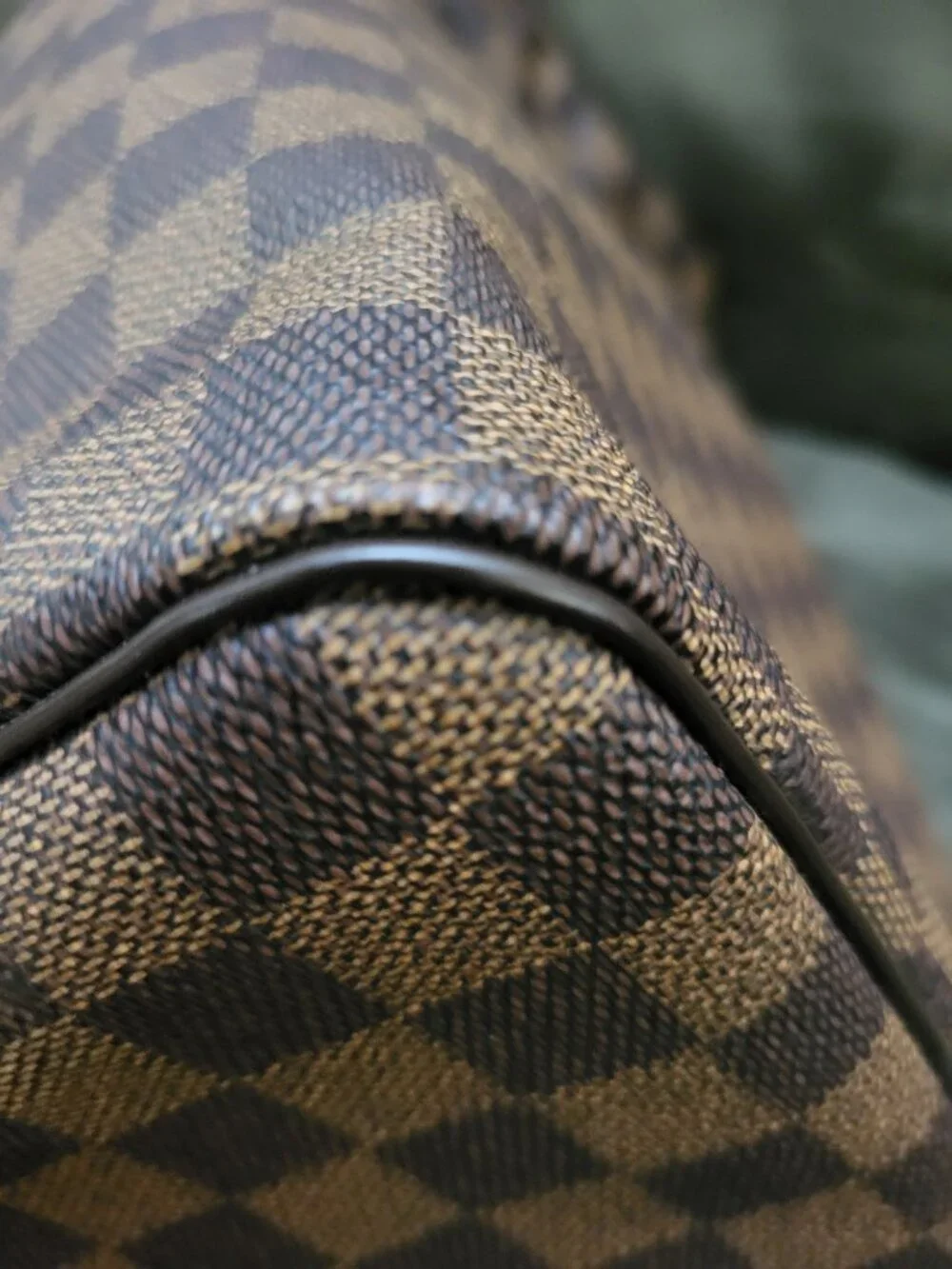 NEVER USED Louis Vuitton Speedy Duffle 35 Brown Canvas Damier Ebene w/ strap